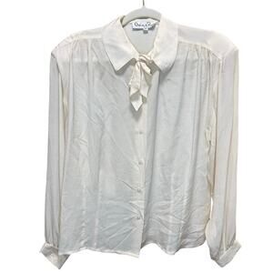 Oscar de la Renta expressions- Vintage -Femme Fatale 1980's White Blouse-Sz 12